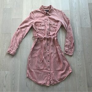 Parasuco Jeans - Pink Button-Up Long-Sleeve Shirt Dress - Small